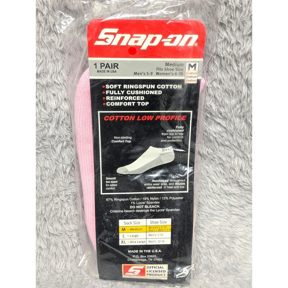 NEW Snap-On Tools USA Womens Pink Cotton Low Profile Socks Size Medium